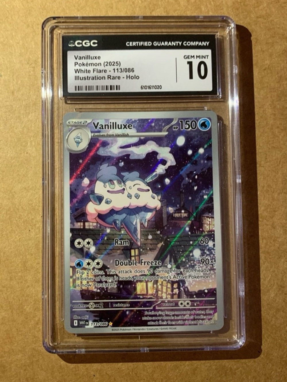 Vanilluxe Pokémon Holo Illustration Rare GEM MINT 10 - White/Purple/Blue